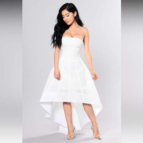 Fashion Nova White High Low Strapless Tube Dress size Large - Picture 2 of 8